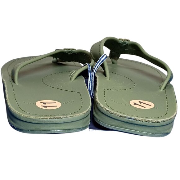 NEW Vineyard Vines Men’s Size 11 Clover Green Leather Contoured Flip Flop Sandal - Picture 7 of 13